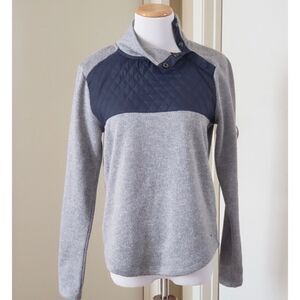 Vineyard Vines Women’s Mixed Media Quilted Pullover Navy Blue Grey Size Small
